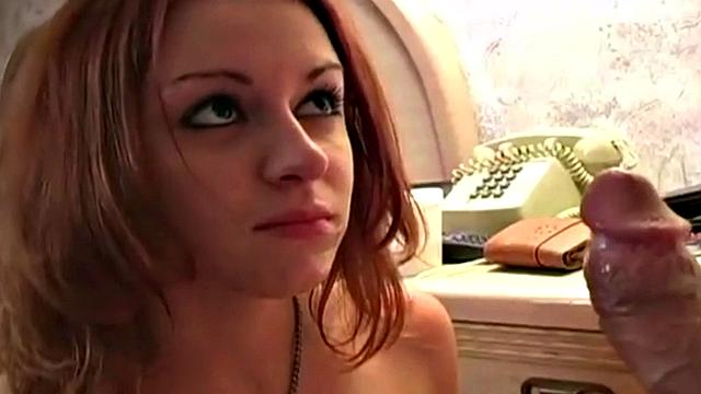 Cock sucking teen babe gives head in POV
