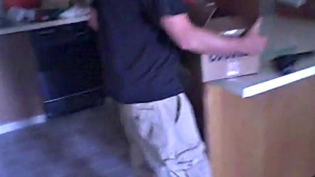 Kinky teen with small tits gets her tight pussy pounded in doggystyle in the kitchen