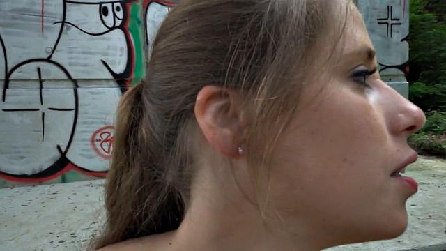 Amateur Czech babe fucked outdoors in public