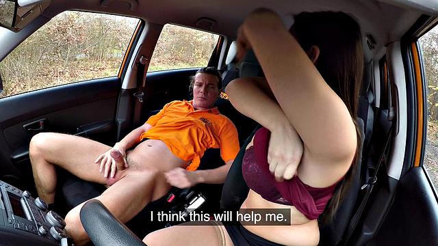 Curvy brunette sucks hot cock