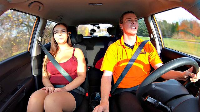 Curvy brunette sucks hot cock