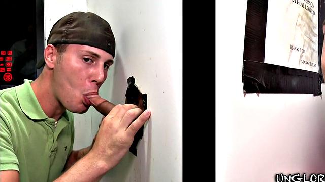 Straight gloryhole visitor fooled by hunk