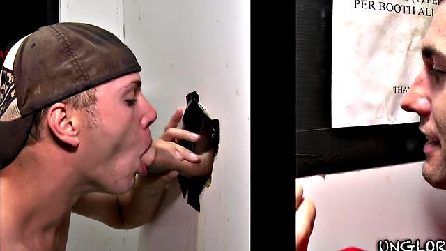 Straight gloryhole visitor fooled by hunk
