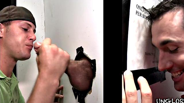 Straight gloryhole visitor fooled by hunk