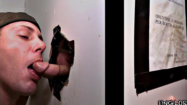 Straight gloryhole visitor fooled by hunk