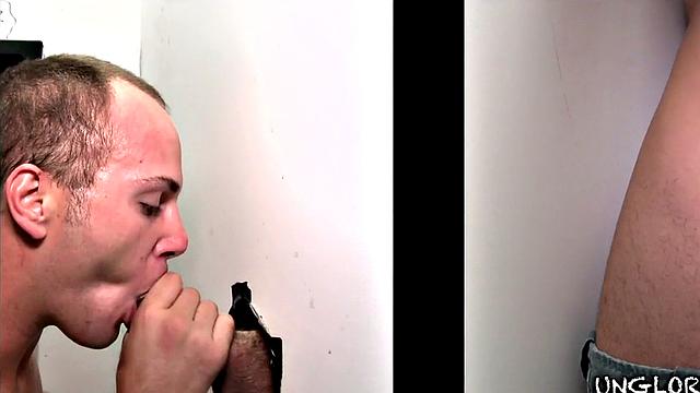 Straight gloryhole visitor fooled by hunk