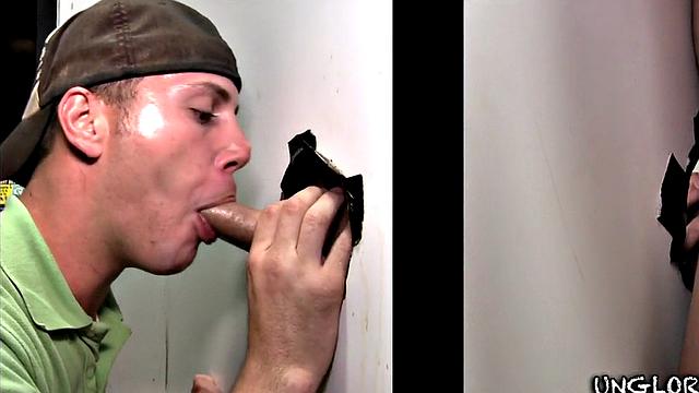 Straight gloryhole visitor fooled by hunk