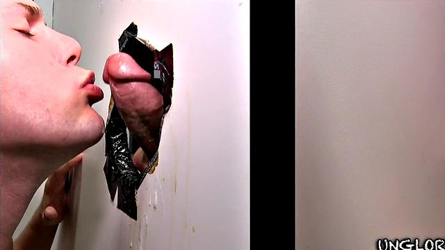 Straight gloryhole visitor fooled by hunk