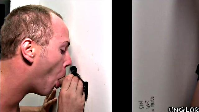 Straight gloryhole visitor fooled by hunk