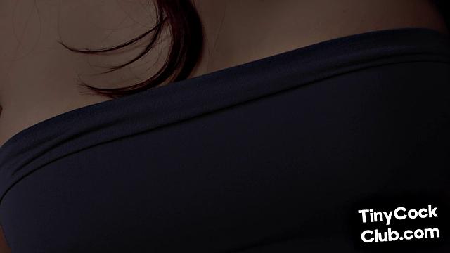 Nasty femdom mocks small cock incel