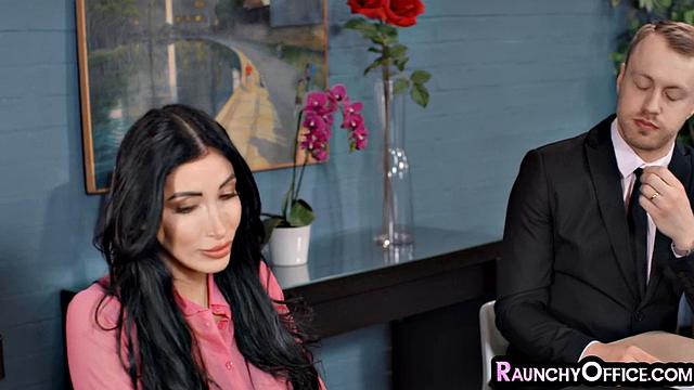 Sexy Lingerie Secretary Smashed in Threesome