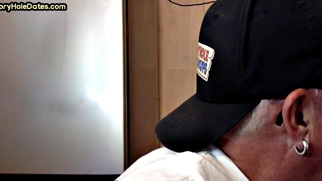 Gloryhole lover giving brain and tickles with moustache