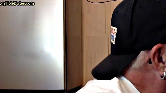 Gloryhole lover giving brain and tickles with moustache