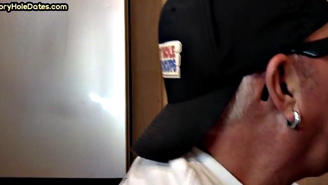 Gloryhole lover giving brain and tickles with moustache