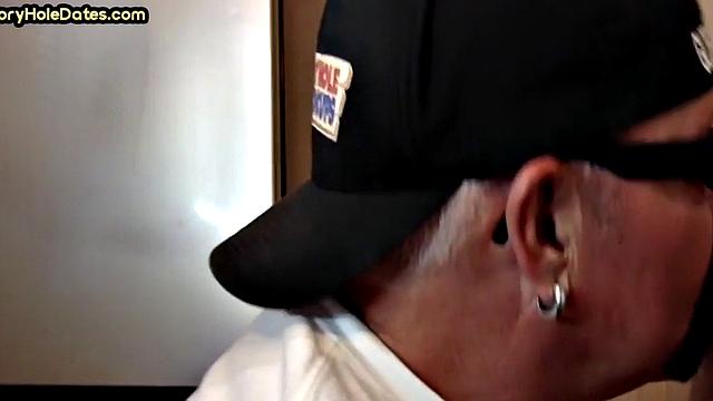 Gloryhole lover giving brain and tickles with moustache