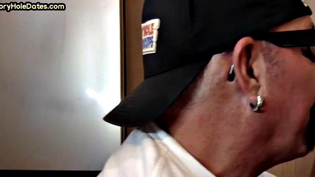 Gloryhole lover giving brain and tickles with moustache