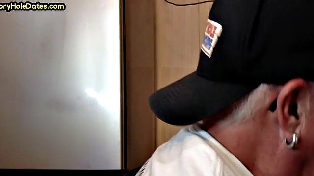 Gloryhole lover giving brain and tickles with moustache