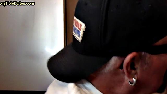 Gloryhole lover giving brain and tickles with moustache