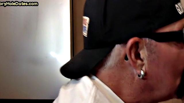 Gloryhole lover giving brain and tickles with moustache