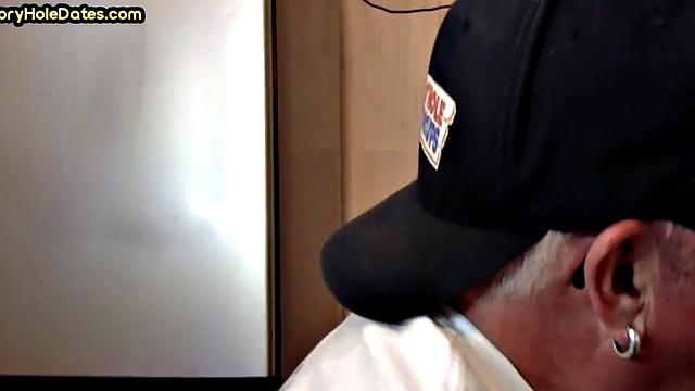 Gloryhole lover giving brain and tickles with moustache