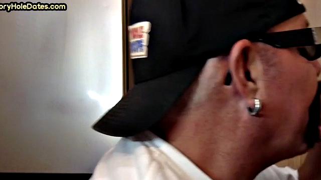 Gloryhole lover giving brain and tickles with moustache