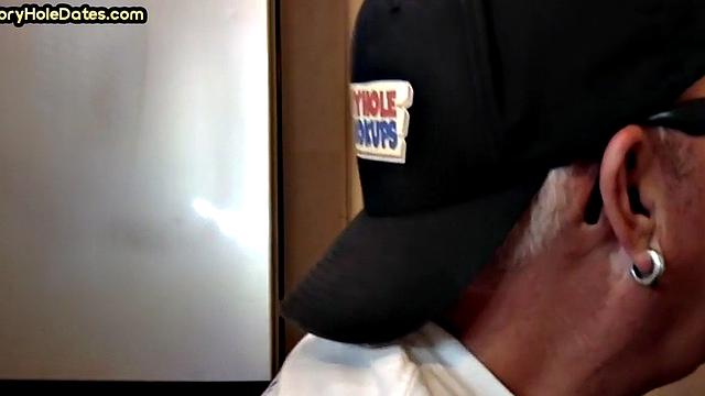 Gloryhole lover giving brain and tickles with moustache