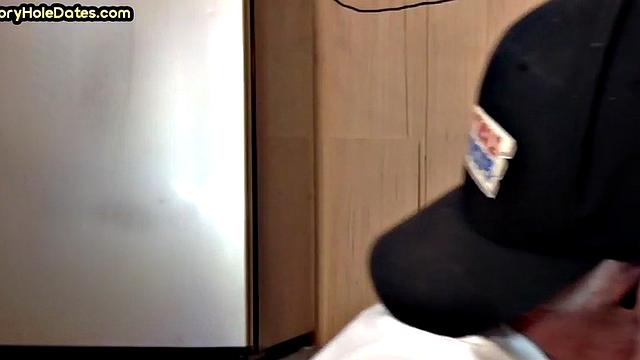 Gloryhole lover giving brain and tickles with moustache