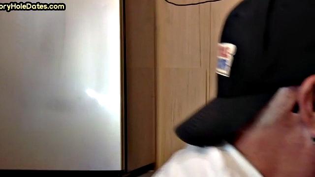 Gloryhole lover giving brain and tickles with moustache