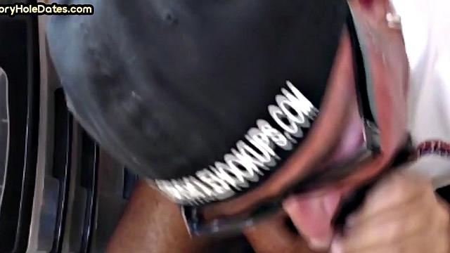 Gloryhole lover giving brain and tickles with moustache