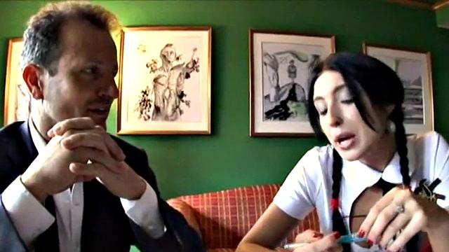 Teen schoolgirl rides grandpa