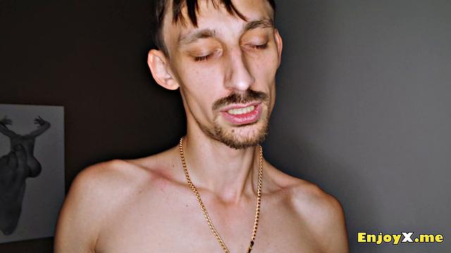 Depravity light-haired deepthroats stiffy in tight tights, worships asshole