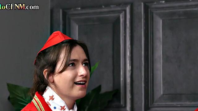 CFNM stewardesses suck guy in group BJ in classroom