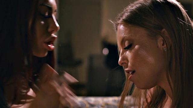 Lesbian busty babes enjoy strapon and anal toying