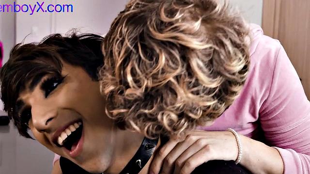 3some skinny femboys plowed by muscled gay DILF