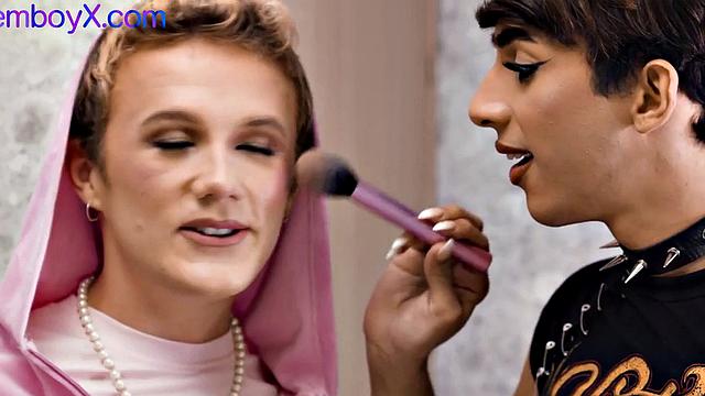 3some skinny femboys plowed by muscled gay DILF