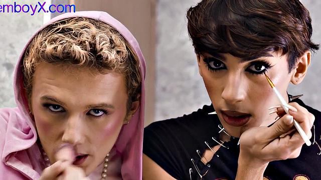 3some skinny femboys plowed by muscled gay DILF