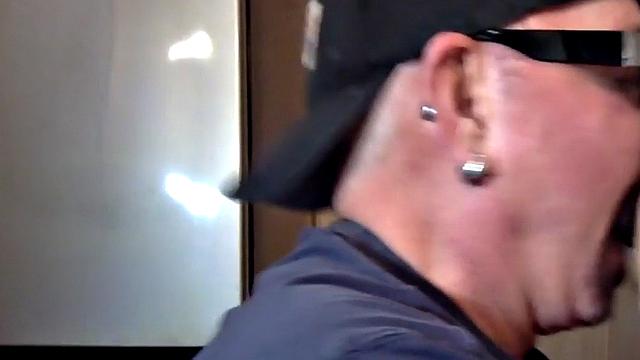 Homemade gloryhole DILF sucks cock at home in closeup