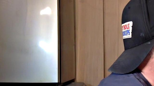 Homemade gloryhole DILF sucks cock at home in closeup