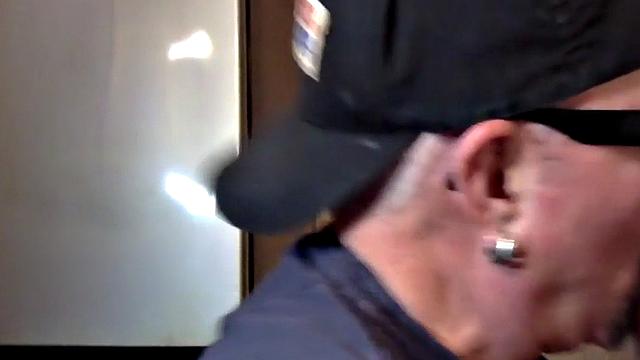 Homemade gloryhole DILF sucks cock at home in closeup