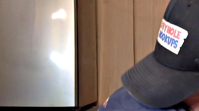 Homemade gloryhole DILF sucks cock at home in closeup