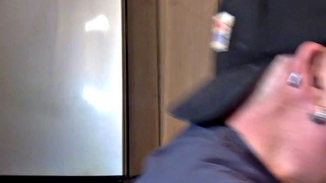 Homemade gloryhole DILF sucks cock at home in closeup