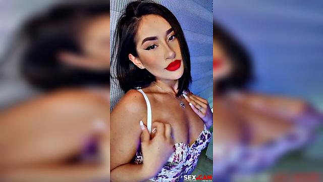 Brunette with Red Lips Teasing Soft