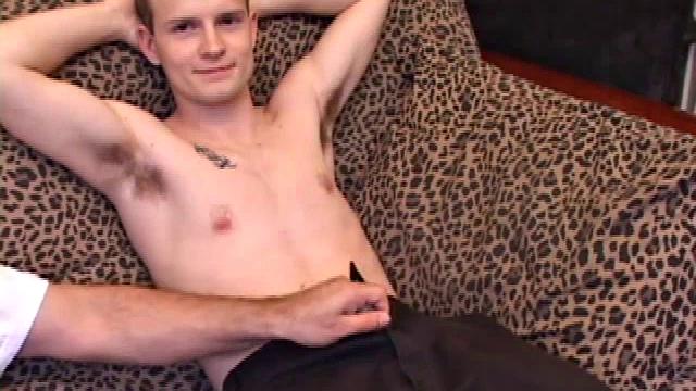 Young Lex Python gets a handjob like he's never had before. After he cums, the mystery hand scoops up his load and puts it on his tongue, giving new meaning to the term handfed.