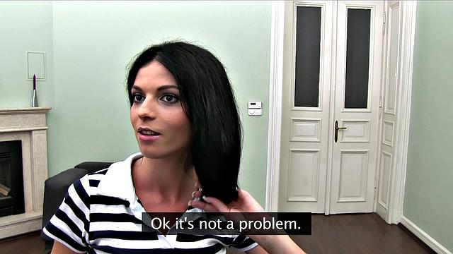 Cute Mediterranean Babe Wraps Her Lips Around Agent's Cock