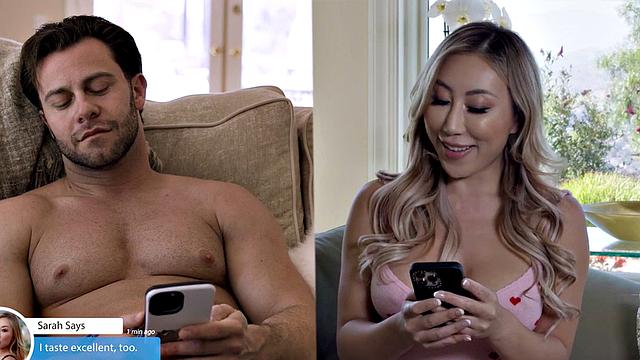 Sensual busty Asian riding lucky guy on first date