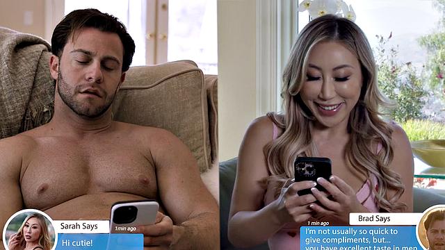 Sensual busty Asian riding lucky guy on first date