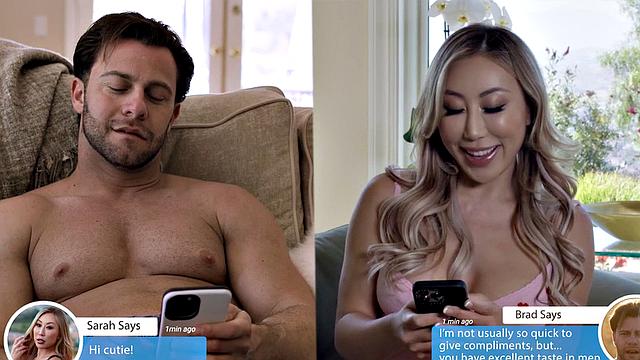 Sensual busty Asian riding lucky guy on first date