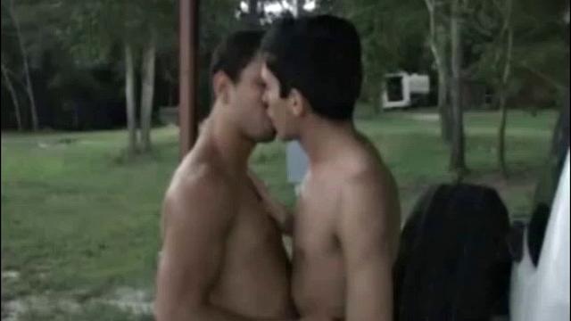 Latin twinks Azz Rico and Roger Rodriguez have a water fight. Then Azz starts sucking on Roger's ten-inch cock. After some ass play, Azz slides his uncut dick up Roger's ass and enjoys various positions.