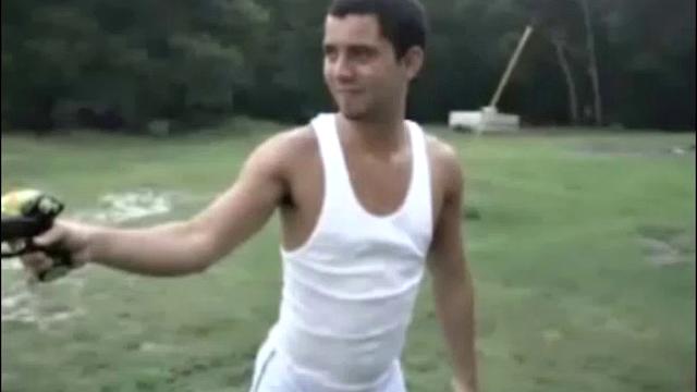 Latin twinks Azz Rico and Roger Rodriguez have a water fight. Then Azz starts sucking on Roger's ten-inch cock. After some ass play, Azz slides his uncut dick up Roger's ass and enjoys various positions.