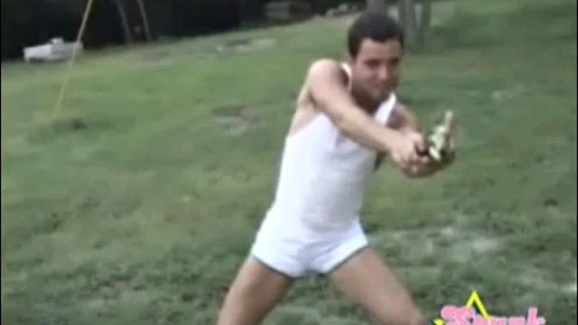 Latin twinks Azz Rico and Roger Rodriguez have a water fight. Then Azz starts sucking on Roger's ten-inch cock. After some ass play, Azz slides his uncut dick up Roger's ass and enjoys various positions.